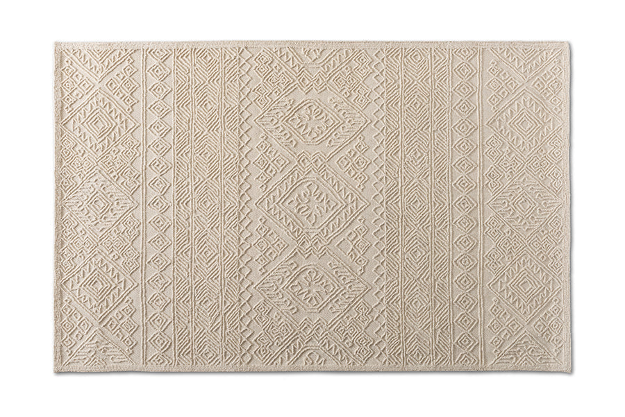 Baxton Studio Linwood Modern and Contemporary Ivory Hand-Tufted Wool Area Rug