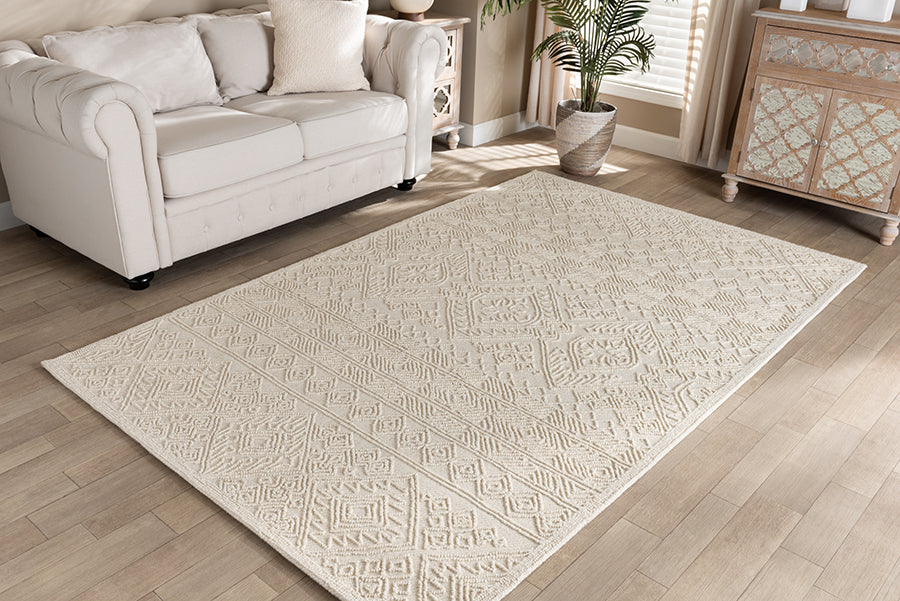 Baxton Studio Linwood Modern and Contemporary Ivory Hand-Tufted Wool Area Rug