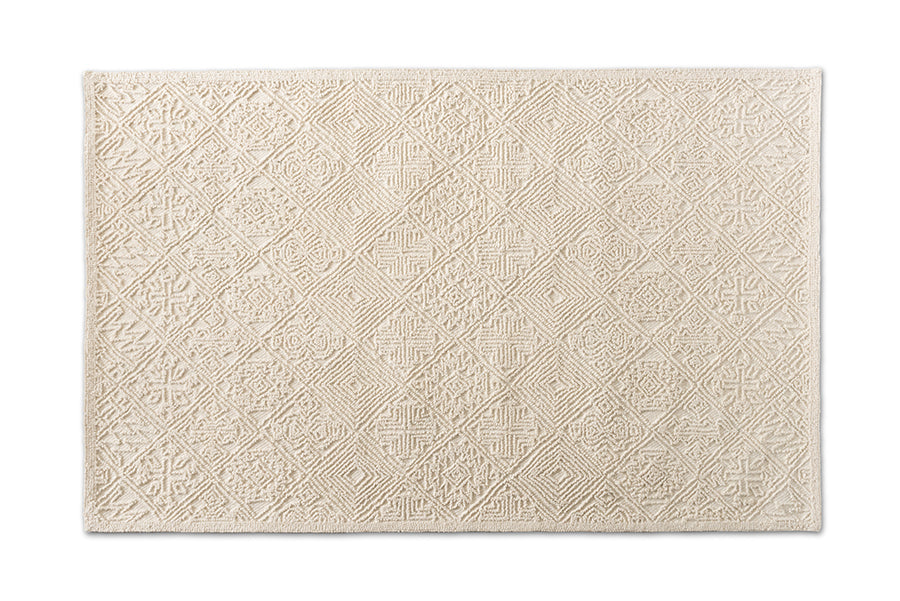 Baxton Studio Meltem Modern and Contemporary Ivory Handwoven Wool Area Rug