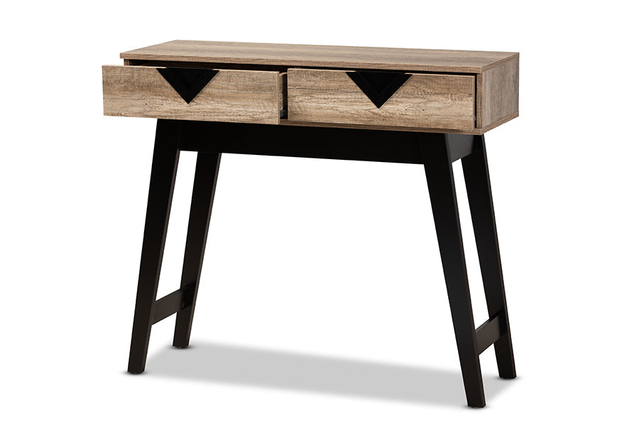 Baxton Studio Wales Modern and Contemporary Light Brown Finished Wood 2-Drawer Console Table