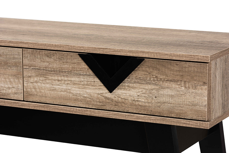 Baxton Studio Wales Modern and Contemporary Light Brown Finished Wood 2-Drawer Console Table