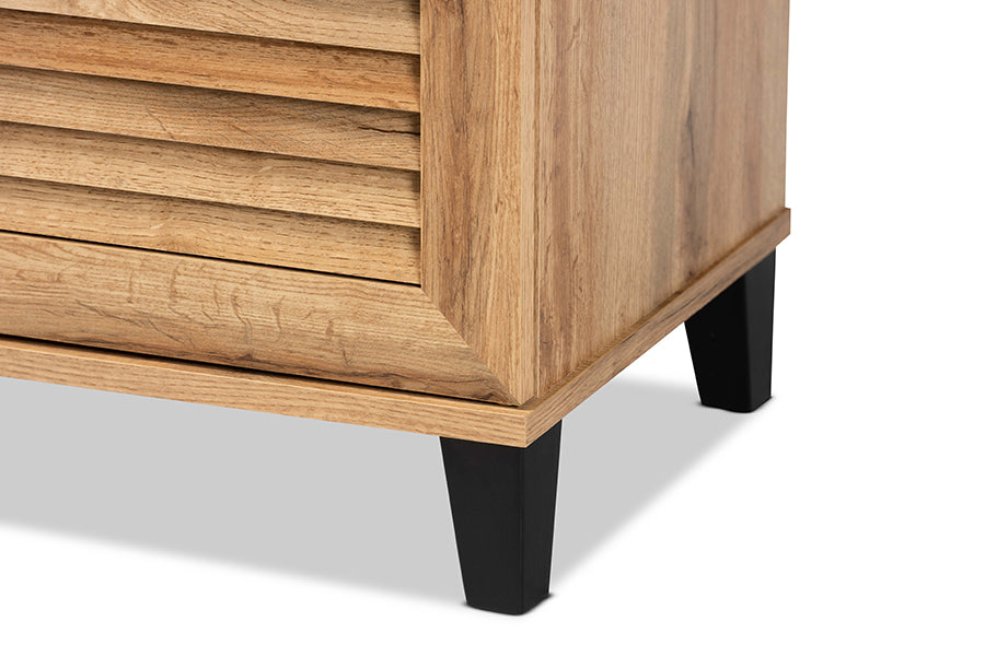 Baxton Studio Coolidge Modern and Contemporary Oak Brown Finished Wood 2-Door Shoe Storage Cabinet
