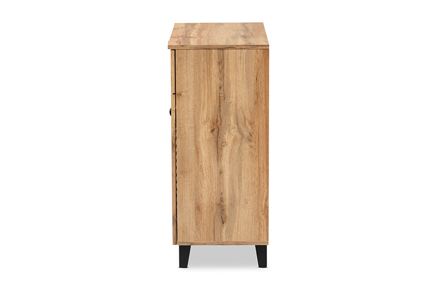 Baxton Studio Coolidge Modern and Contemporary Oak Brown Finished Wood 1-Drawer Shoe Storage Cabinet
