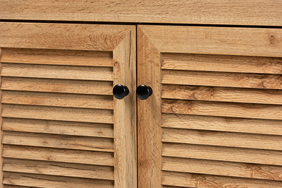 Baxton Studio Coolidge Modern and Contemporary Oak Brown Finished Wood 1-Drawer Shoe Storage Cabinet