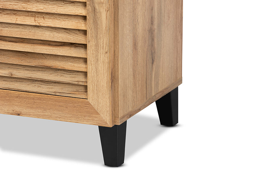 Baxton Studio Coolidge Modern and Contemporary Oak Brown Finished Wood 1-Drawer Shoe Storage Cabinet