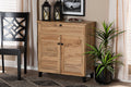 Baxton Studio Coolidge Modern and Contemporary Oak Brown Finished Wood 1-Drawer Shoe Storage Cabinet