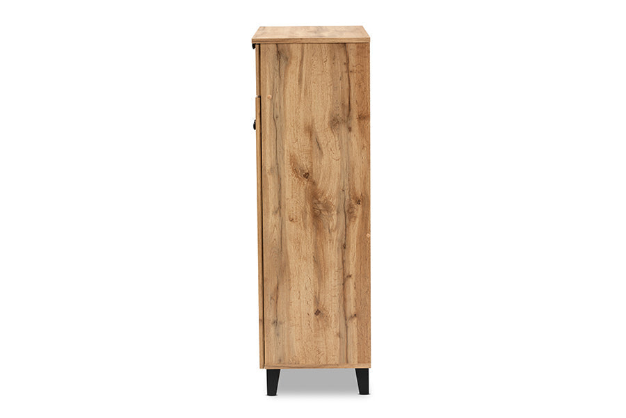 Baxton Studio Coolidge Modern and Contemporary Oak Brown Finished Wood 5-Shelf Shoe Storage Cabinet