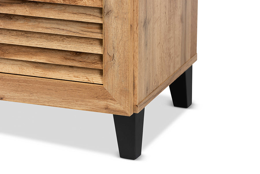 Baxton Studio Coolidge Modern and Contemporary Oak Brown Finished Wood 5-Shelf Shoe Storage Cabinet