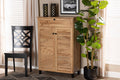 Baxton Studio Coolidge Modern and Contemporary Oak Brown Finished Wood 5-Shelf Shoe Storage Cabinet