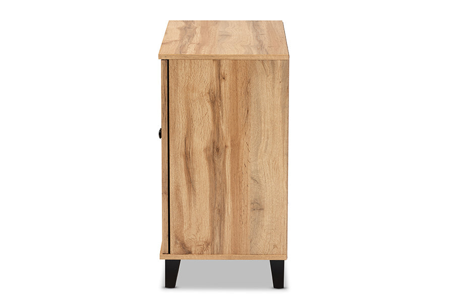 Baxton Studio Glidden Modern and Contemporary Oak Brown Finished Wood 2-Door Shoe Storage Cabinet
