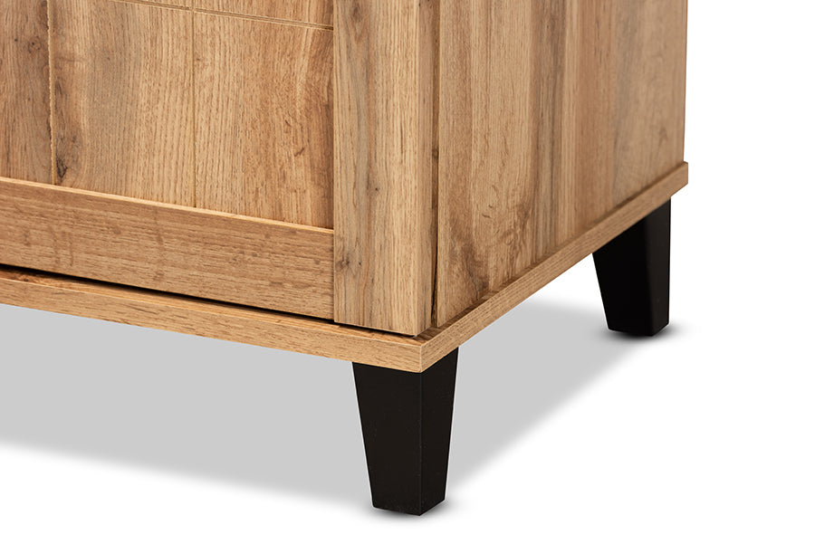 Baxton Studio Glidden Modern and Contemporary Oak Brown Finished Wood 2-Door Shoe Storage Cabinet