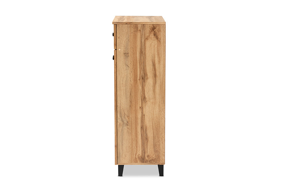 Baxton Studio Glidden Modern and Contemporary Oak Brown Finished Wood 1-Drawer Shoe Storage Cabinet