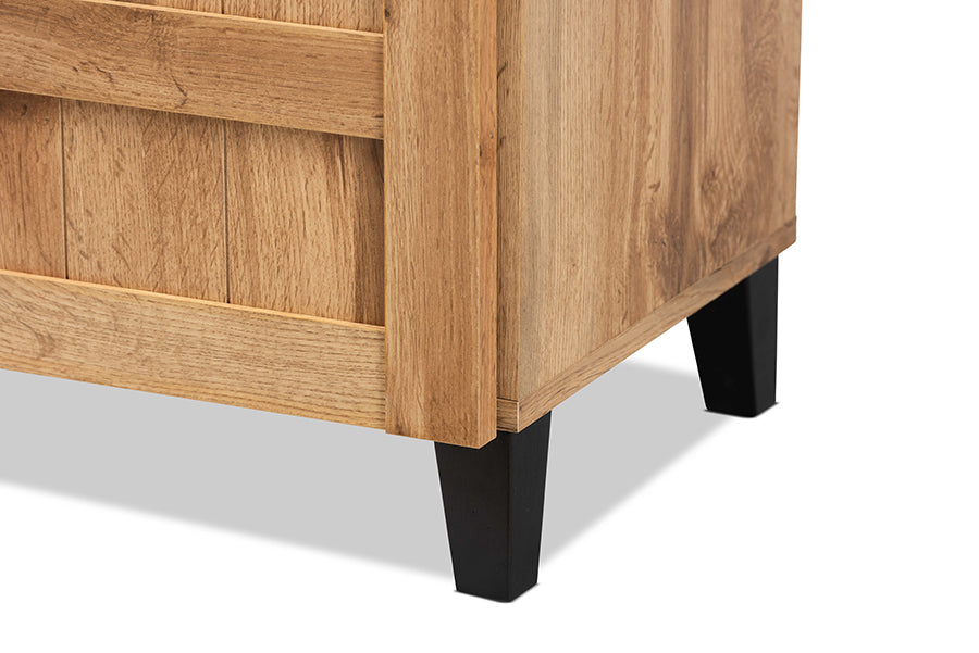 Baxton Studio Glidden Modern and Contemporary Oak Brown Finished Wood 1-Drawer Shoe Storage Cabinet