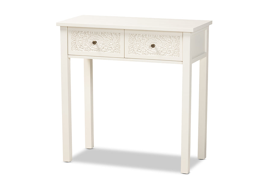 Baxton Studio Lambert Classic and Traditional White Finished Wood 2-Drawer Console Table