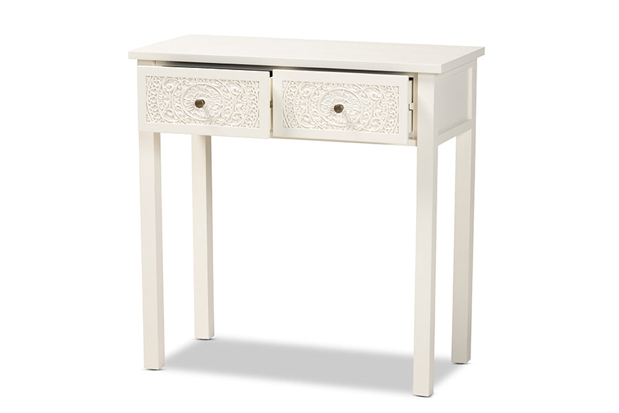 Baxton Studio Lambert Classic and Traditional White Finished Wood 2-Drawer Console Table