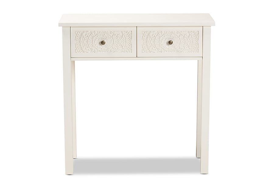Baxton Studio Lambert Classic and Traditional White Finished Wood 2-Drawer Console Table