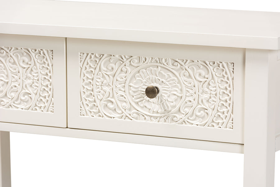 Baxton Studio Lambert Classic and Traditional White Finished Wood 2-Drawer Console Table