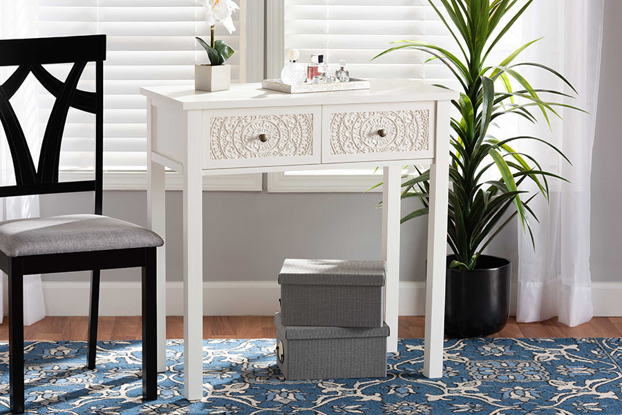 Baxton Studio Lambert Classic and Traditional White Finished Wood 2-Drawer Console Table