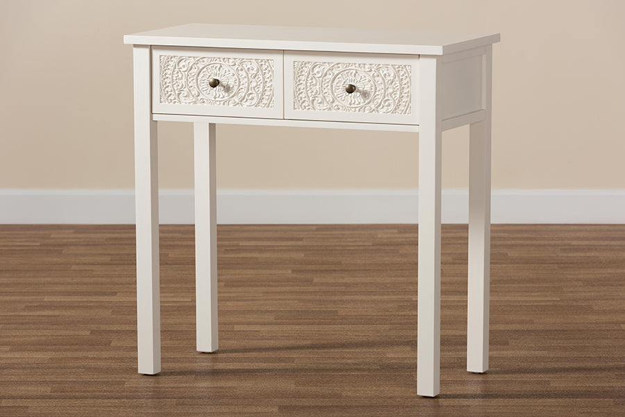 Baxton Studio Lambert Classic and Traditional White Finished Wood 2-Drawer Console Table