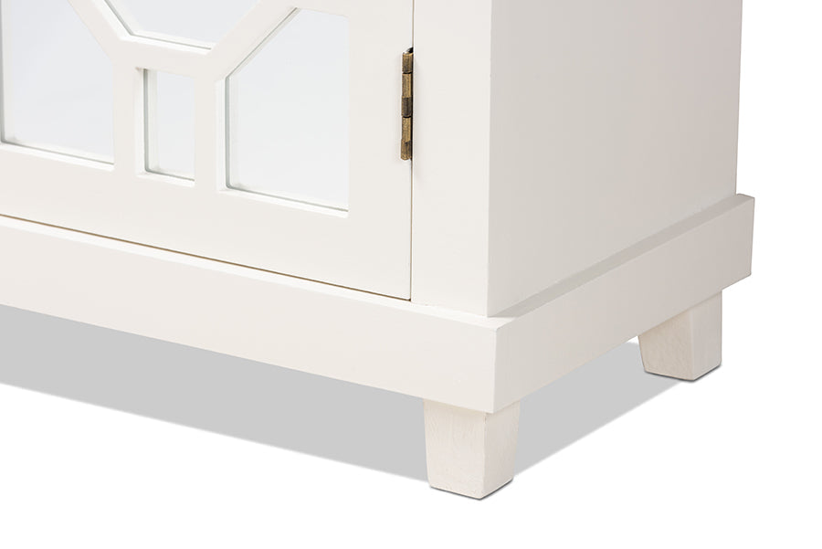 Baxton Studio Carlena Modern and Contemporary White Finished Wood and Mirrored Glass 2-Door Sideboard