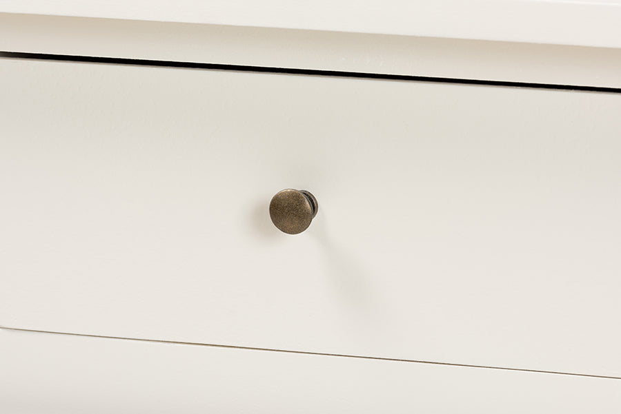 Baxton Studio Nadia Modern and Contemporary Farmhouse White Finished Wood and Black Metal 2-Door Sideboard Buffet