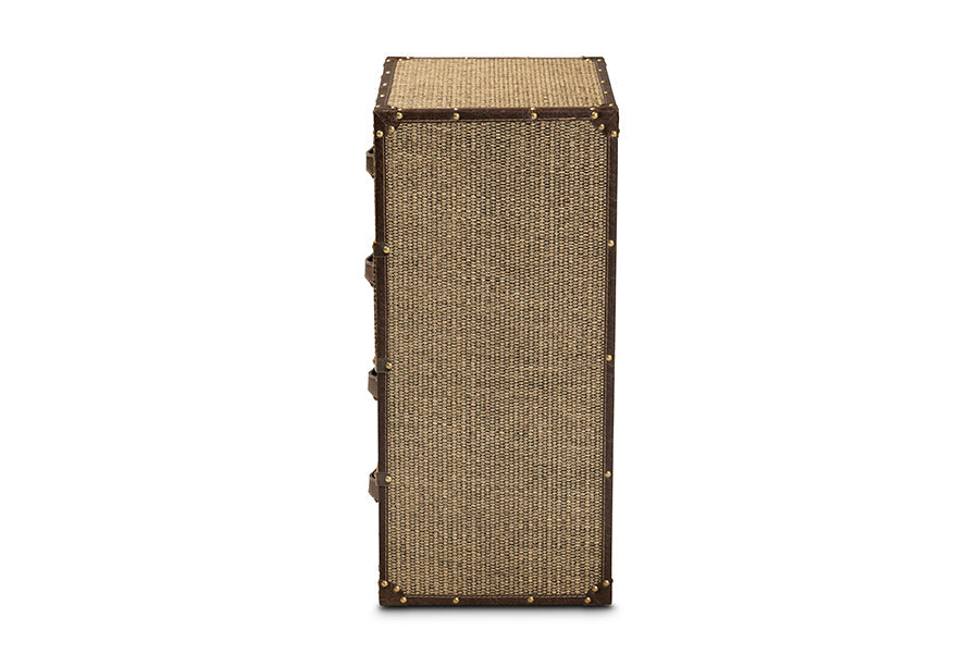 Baxton Studio Owen Mid-Century Modern Brown Fabric Upholstered 4-Drawer Accent Storage Cabinet