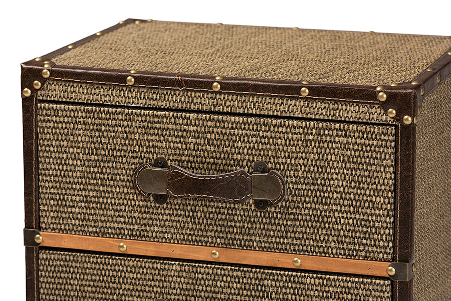 Baxton Studio Owen Mid-Century Modern Brown Fabric Upholstered 4-Drawer Accent Storage Cabinet