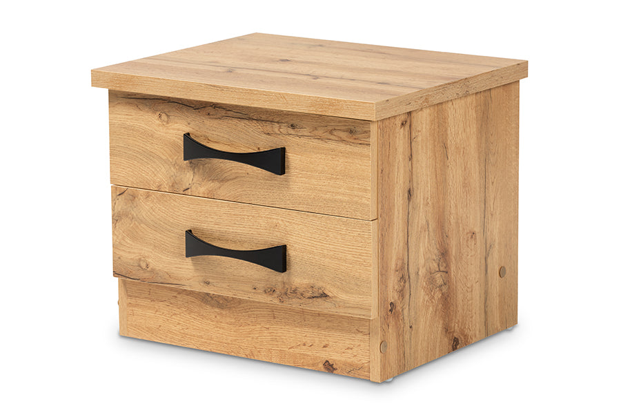 Baxton Studio Colburn Modern and Contemporary Oak Brown Finished Wood 2-Drawer Nightstand