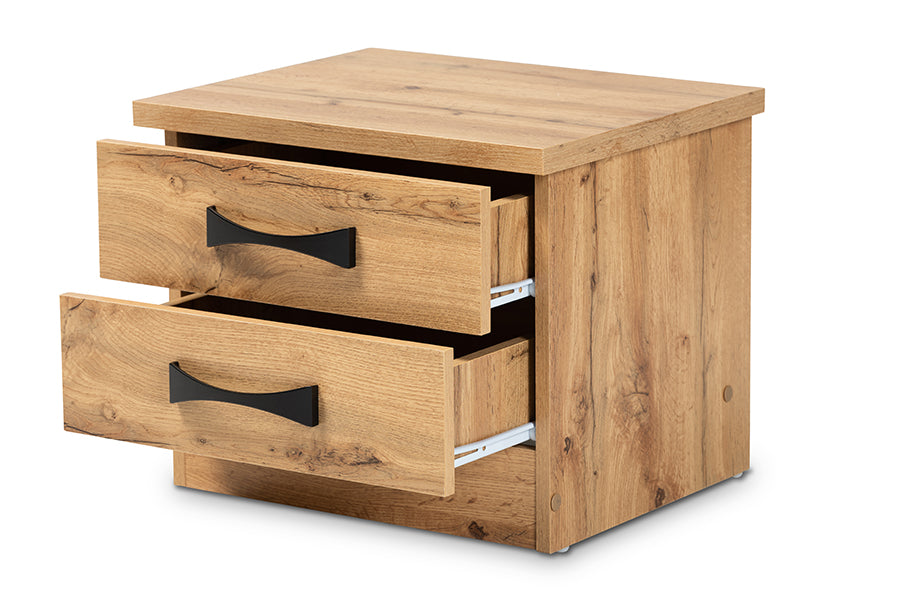 Baxton Studio Colburn Modern and Contemporary Oak Brown Finished Wood 2-Drawer Nightstand