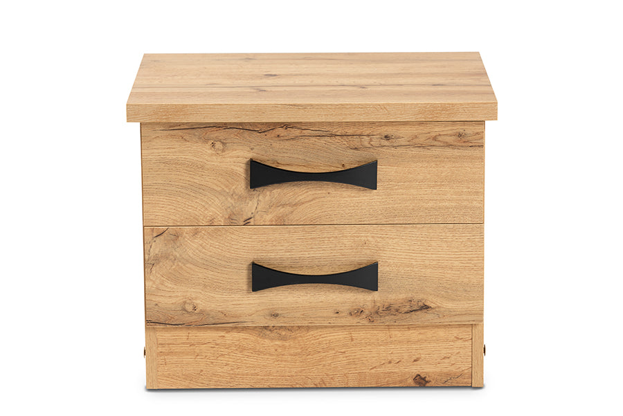 Baxton Studio Colburn Modern and Contemporary Oak Brown Finished Wood 2-Drawer Nightstand