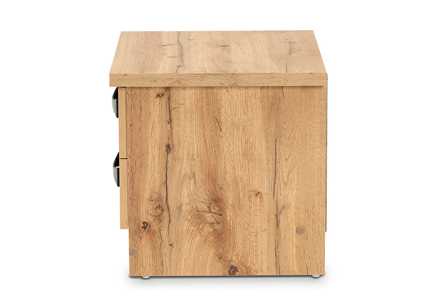Baxton Studio Colburn Modern and Contemporary Oak Brown Finished Wood 2-Drawer Nightstand