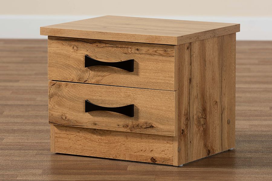 Baxton Studio Colburn Modern and Contemporary Oak Brown Finished Wood 2-Drawer Nightstand