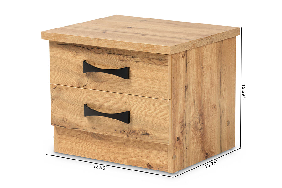 Baxton Studio Colburn Modern and Contemporary Oak Brown Finished Wood 2-Drawer Nightstand