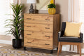 Baxton Studio Maison Modern and Contemporary Wotan Oak Brown Finished Wood 4-Drawer Storage Chest