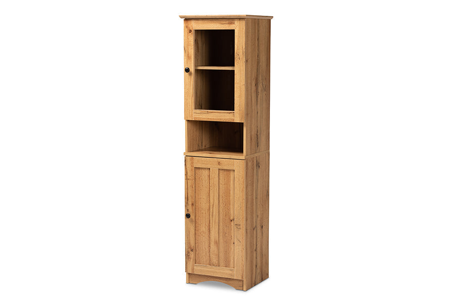 Baxton Studio Lauren Modern and Contemporary Oak Brown Finished Wood Buffet and Hutch Kitchen Cabinet