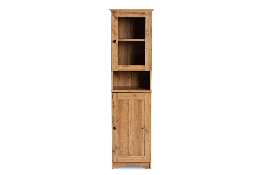 Baxton Studio Lauren Modern and Contemporary Oak Brown Finished Wood Buffet and Hutch Kitchen Cabinet
