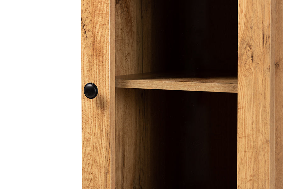 Baxton Studio Lauren Modern and Contemporary Oak Brown Finished Wood Buffet and Hutch Kitchen Cabinet
