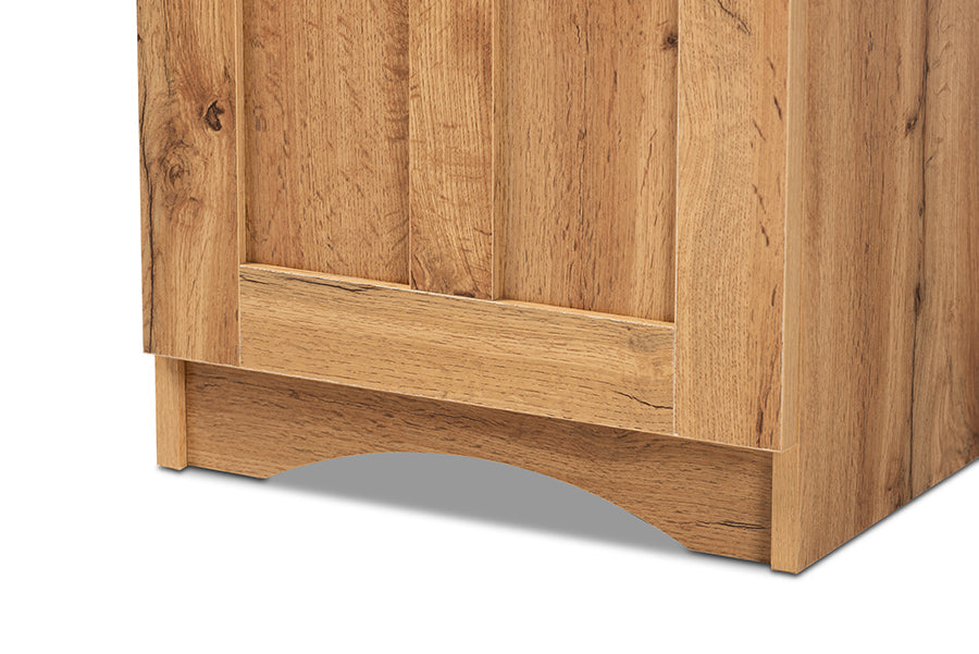 Baxton Studio Lauren Modern and Contemporary Oak Brown Finished Wood Buffet and Hutch Kitchen Cabinet