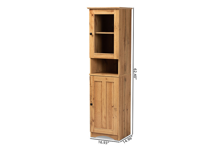 Baxton Studio Lauren Modern and Contemporary Oak Brown Finished Wood Buffet and Hutch Kitchen Cabinet
