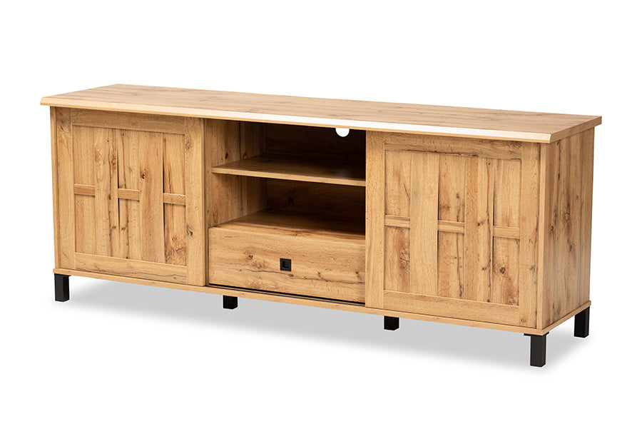 Baxton Studio Unna Modern and Contemporary Oak Brown Finished Wood 2-Door TV Stand