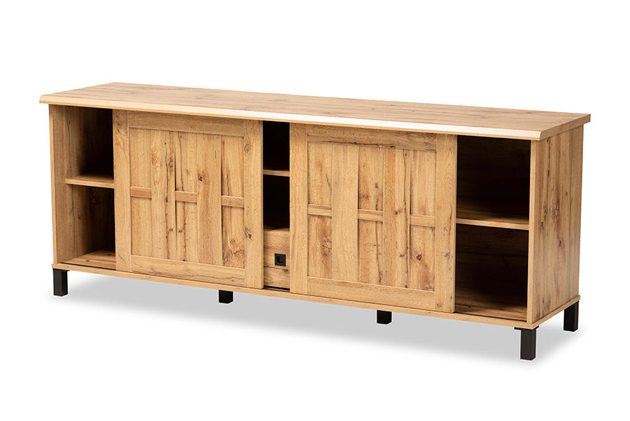 Baxton Studio Unna Modern and Contemporary Oak Brown Finished Wood 2-Door TV Stand