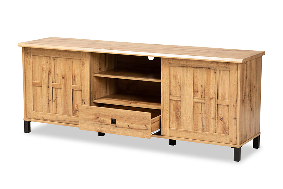 Baxton Studio Unna Modern and Contemporary Oak Brown Finished Wood 2-Door TV Stand