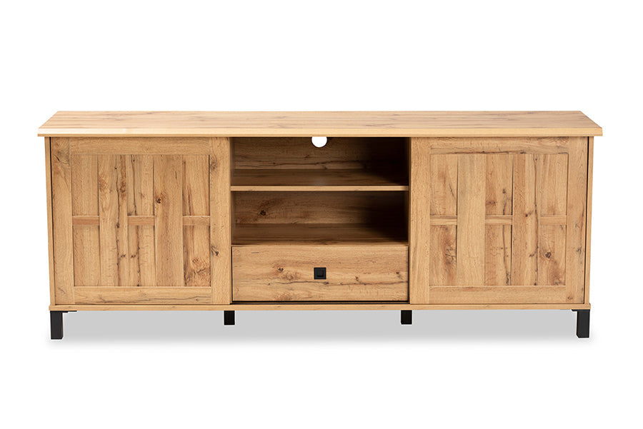 Baxton Studio Unna Modern and Contemporary Oak Brown Finished Wood 2-Door TV Stand