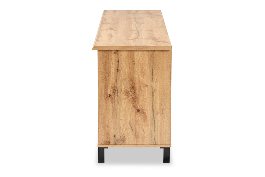 Baxton Studio Unna Modern and Contemporary Oak Brown Finished Wood 2-Door TV Stand