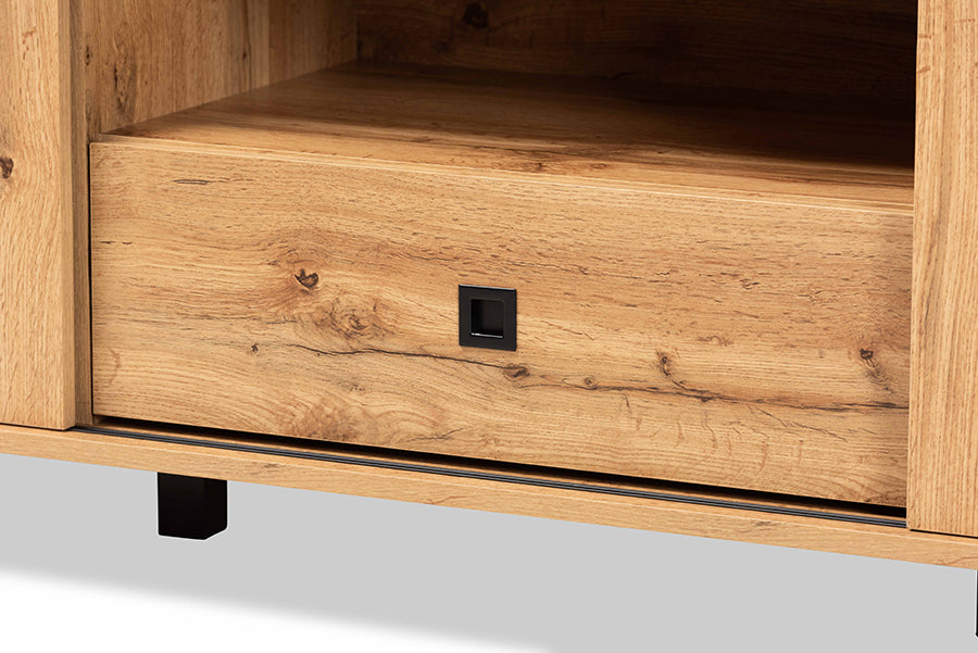 Baxton Studio Unna Modern and Contemporary Oak Brown Finished Wood 2-Door TV Stand