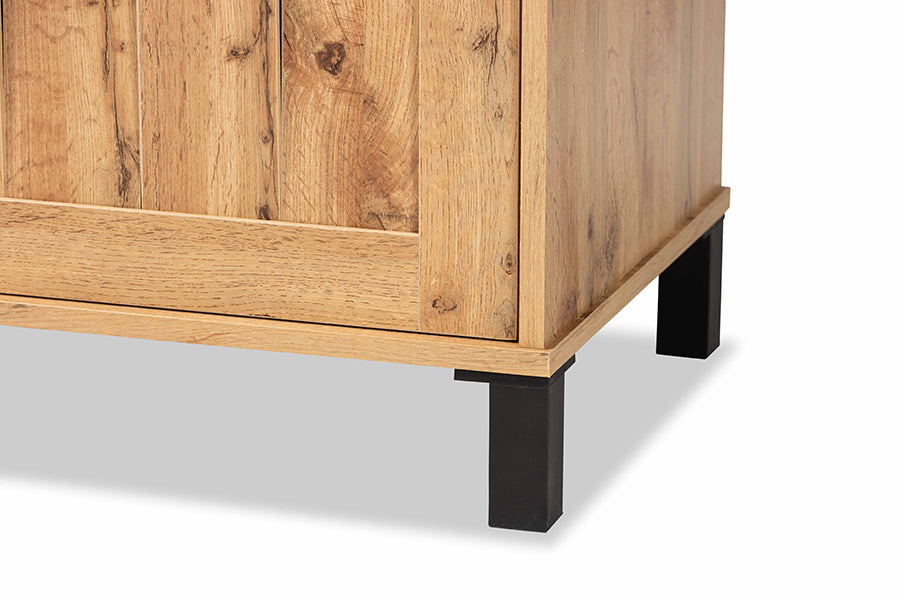 Baxton Studio Unna Modern and Contemporary Oak Brown Finished Wood 2-Door TV Stand