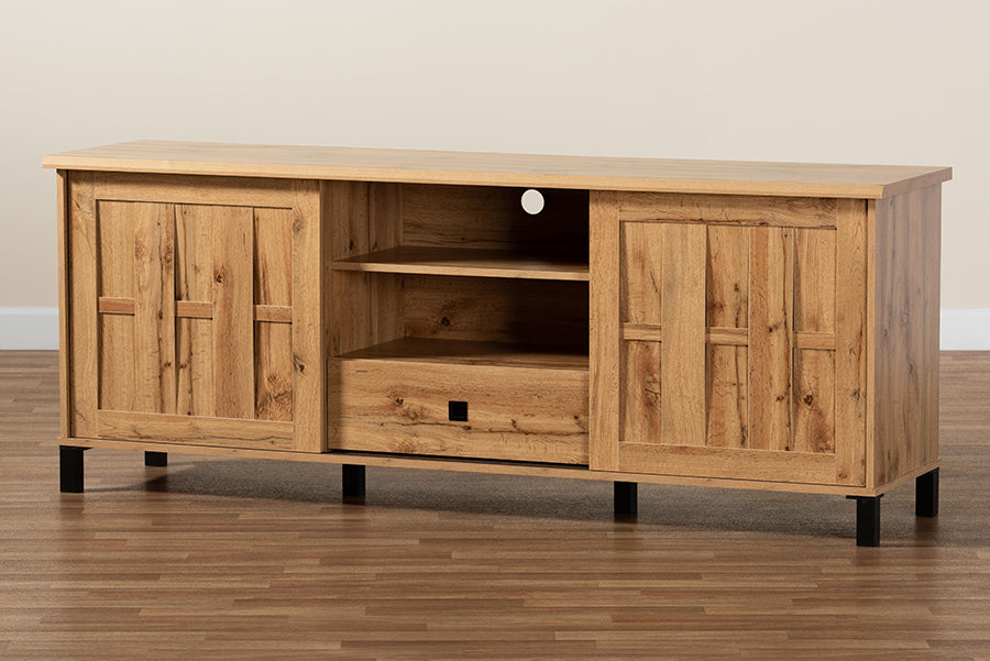 Baxton Studio Unna Modern and Contemporary Oak Brown Finished Wood 2-Door TV Stand