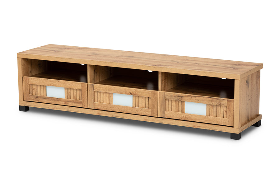 Baxton Studio Gerhardine Oak Brown Modern and Contemporary Finished Wood 3-Drawer TV Stand