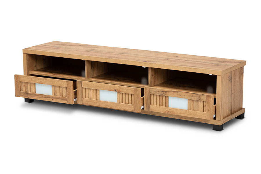 Baxton Studio Gerhardine Oak Brown Modern and Contemporary Finished Wood 3-Drawer TV Stand