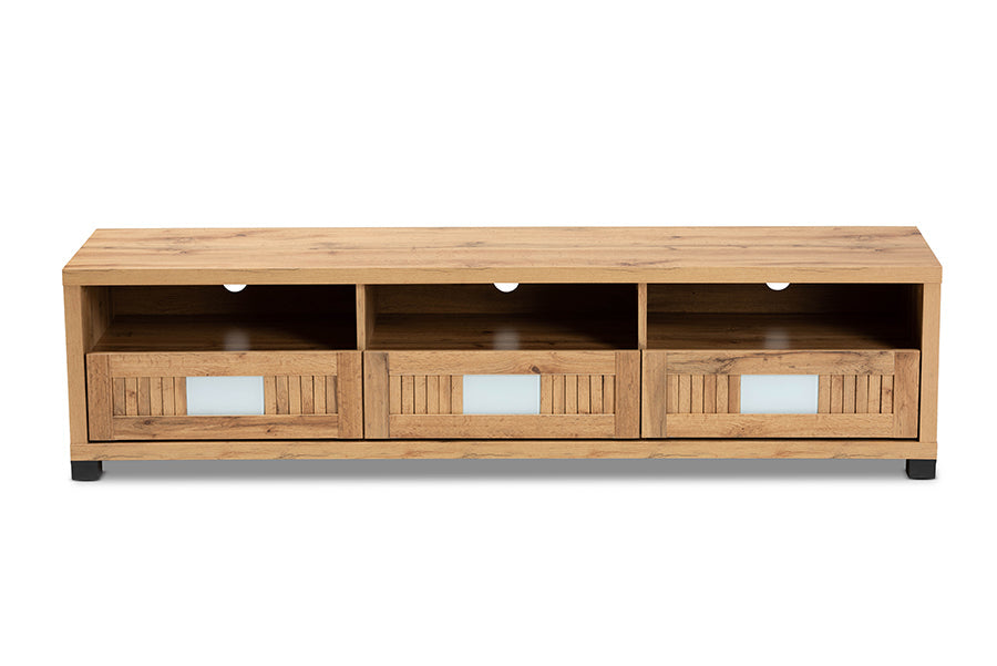Baxton Studio Gerhardine Oak Brown Modern and Contemporary Finished Wood 3-Drawer TV Stand